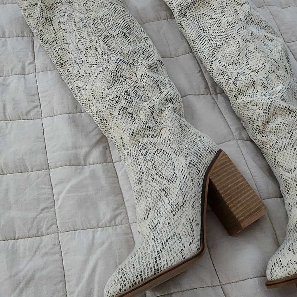 Mi.im Women's Snake Print Heeled Boots - Picture 2 of 5